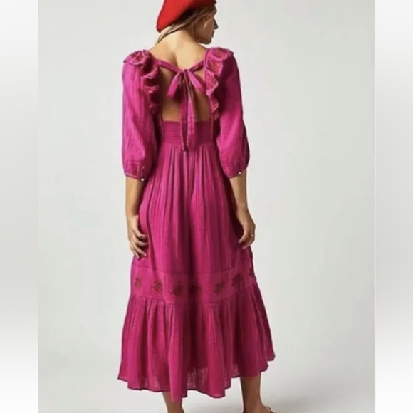 Free People Lovers Lane Pink Cotton Gauze Maxi Dress Size Small - Picture 3 of 16